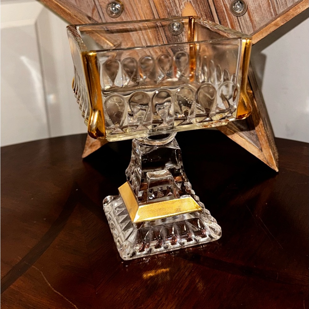 Jeanette Glass & Gold Trim Candy Dish